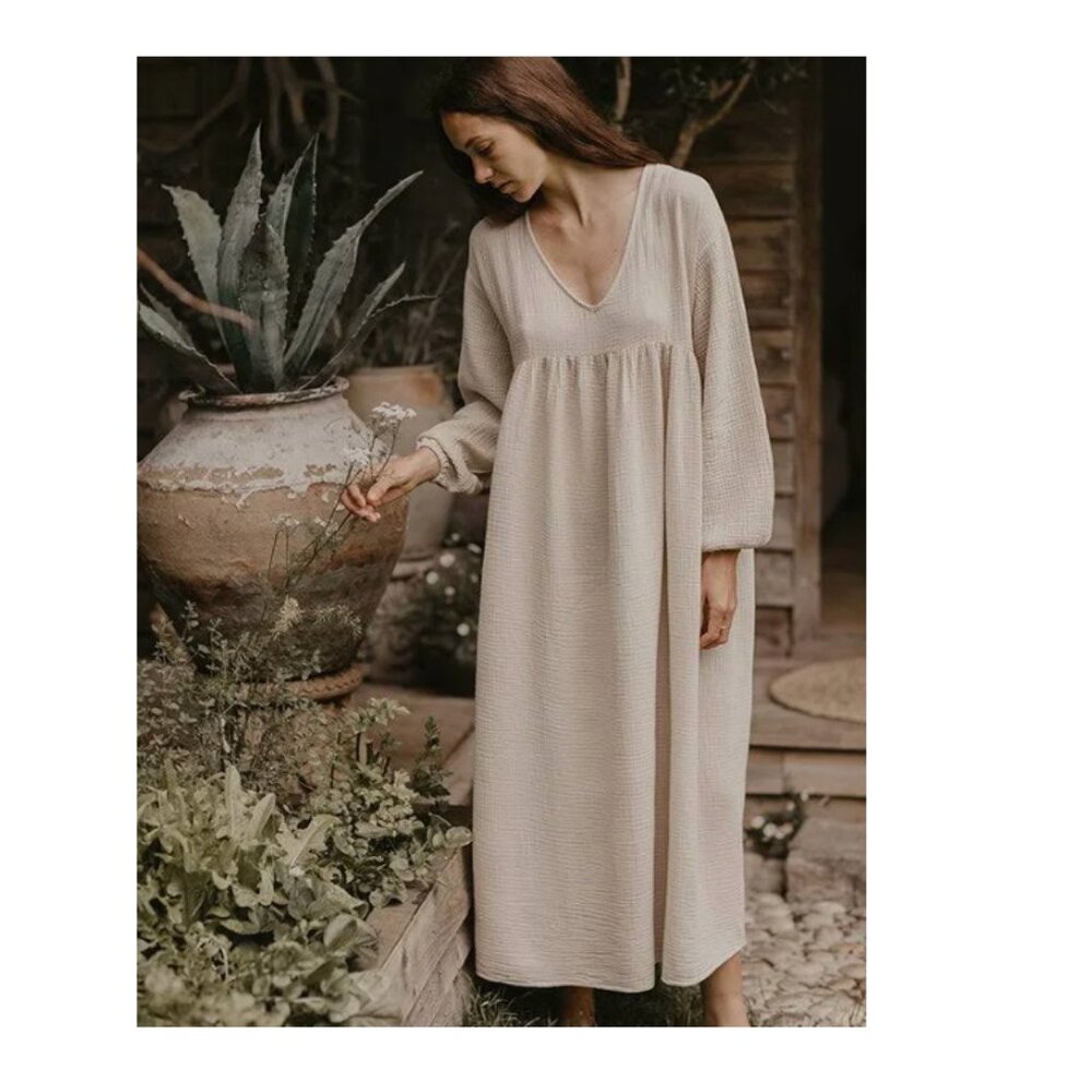 NWT The Simple Folk The Meadow Dress in Ecru -100% Organic Cotton Muslin